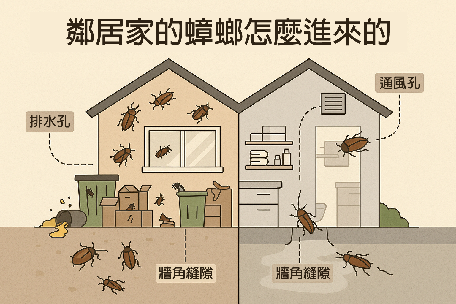 蟑螂怎麼進來的？你沒邀請，但蟑螂總有辦法進來