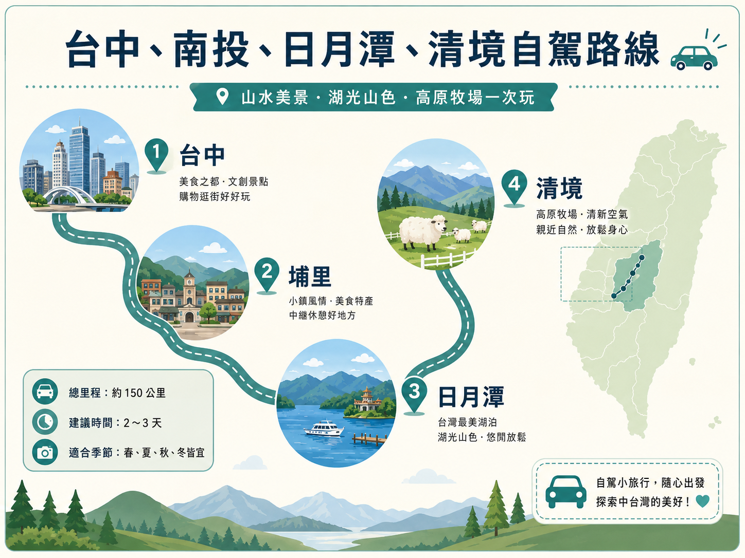 港澳旅客台灣中部租車自駕行程｜台中、南投、日月潭、清境路線建議