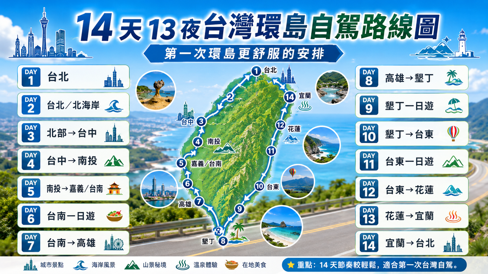 港澳旅客台灣環島租車自駕行程｜10 天 9 夜、14 天 13 夜路線建議